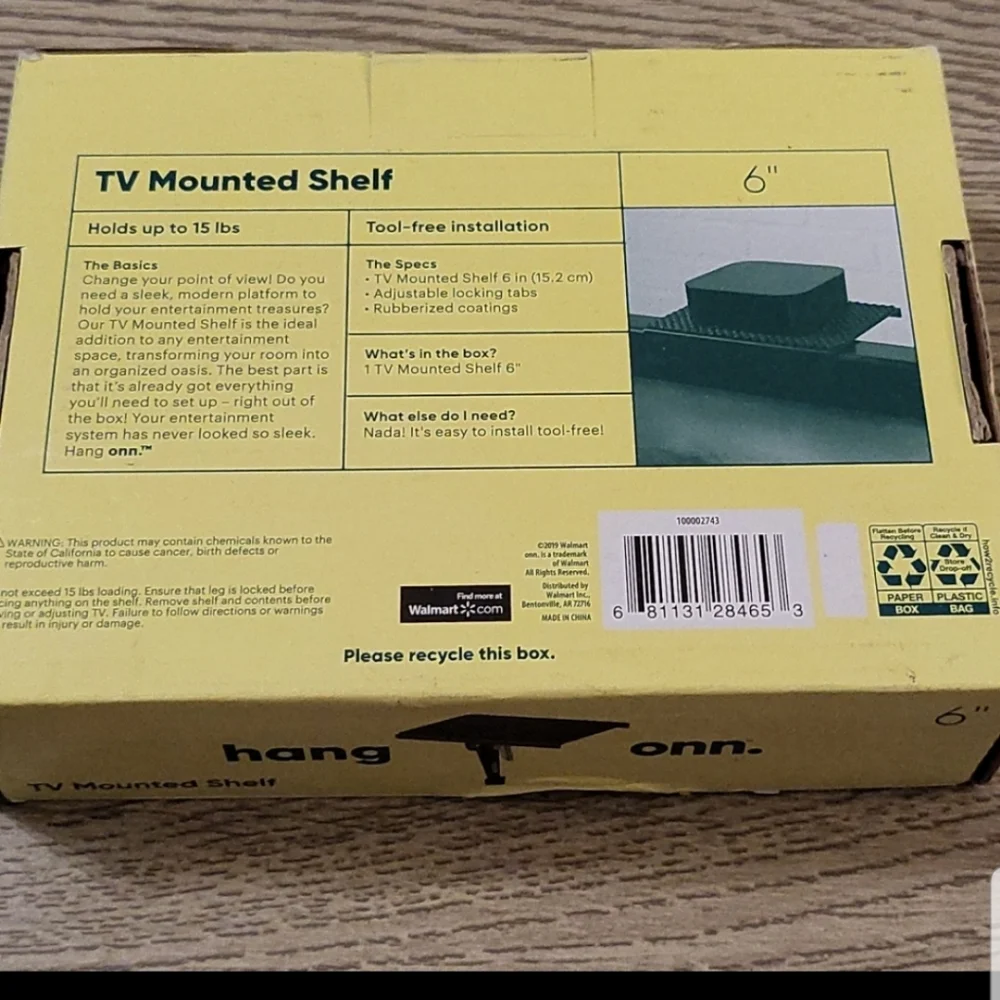 New Onn TV Mount Shelf - 6 in